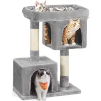 OEM Albero per gatti con tiragraffi in sisal e 2 grotte in peluche per gattini, grigio chiaro PCT61W