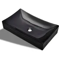 Syfax Lavandino da bagno in Vetroceramica nera rettangolare