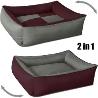 BedDog 2in1: cuccia lavabile per cani con bordo, CHERRY-ROCK (bordeaux/grigio), (XXL) ca. 120x85x23 cm