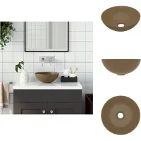 vidaXL Lavabo in Vetroceramica crema opaco rotondo - Lavabo da bagno