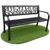 Akord Panchina da giardino nera LISSA con gambe in acciaio larghezza 124 cm