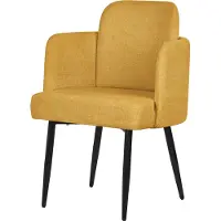 ML-Design sedia da pranzo in tessuto senape Sedia da cucina con braccioli e schienale in rattan Sedia imbottita con gambe in metallo Sedia lounge ergonomica