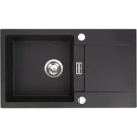 QLS Lavello 76x44 cm con sgocciolatoio Siphon reversibile - Runner Black 11195