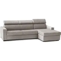 Dmora Divano Fisso con Penisola Angera 95x280 cm Grigio Tortora\ Tortora, Sfoderabile Poggiatesta Regolabili, Vano Contenitore Porta Cuscini