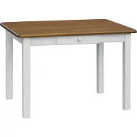 Koma Tools Tavolo da pranzo, pino massello, con cassetto, 120 × 70 cm, bianco/tinta rovere