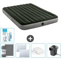 Intex Letto ad aria - 2 persone - 152 x 203 x 25 cm - verde - lenzuolo matrimoniale - bacio - pompa - set di riparazione e protezione per cuscini