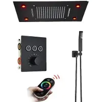 OEM Sistema doccia a pioggia a LED, comando termostatico, telecomando, nero opaco B set