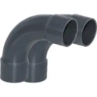 Haf 2 raccordi a gomito in PVC a 90° da 63 mm x 63 mm | Manicotto ad incollaggio x manicotto ad incollaggio | Raccordo angolare in PVC-U grigio | PN16 per tubi in PVC, piscine e laghetti