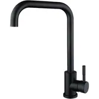 Merkloos Rubinetto da cucina nero in acciaio inox | Bocca a U | Miscelatore da cucina | Rubinetto da bagno | Moderno | Rubinetto da cucina nero