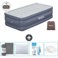 Bestway Materasso gonfiabile - 1 persona - 97 x 191 x 51 cm - Grigio - Accessori inclusi