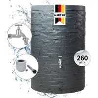 Graf GARANTIA MURO serbatoio per pioggia set completo 260 litri grigio grafite incl. rubinetto cromato e raccordo pluviale
