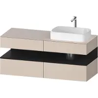 Duravit Collection One Meuble sous-vasque sur console, 2 tiroirs, découpe à droite, 1400x550x600mm, crédence en chêne noir, QA4766016830000, QA4766016830000