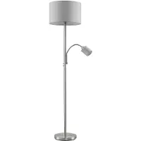 LINDBY Lampada da lettura Colima, grigio, tessuto, 170cm