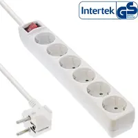 InLine 16461T Striscia di prese, contatto di terra a 6 vie, con interruttore, 1,5 m, bianco