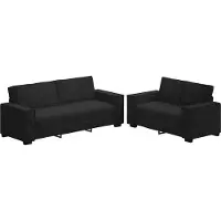 Syfax Set di Divani 2 pz con Cuscini Nero in Velluto
