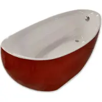 Domotechnika Vasca da bagno freestanding, 170 cm, acrilico, click-clack + sifone, bianco/rosso, GIANNA