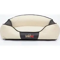 HOBBYDOG Cuscino per cani, cuccia per cani, cesta per cani, divano per cani per animali domestici. Lavabile. Modello: Elite. Dimensioni: 65 x 50 x 24 cm [Taglia: L]. Colore: Bianco con dettagli neri