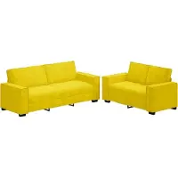 Syfax Set di Divani 2 pz con Cuscini giallo in Velluto