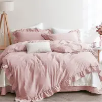 Merkloos Set di copripiumino con cerniera, composto da 3 pezzi, color rosa, in microfibra, con 2 federe da 80 x 80 cm