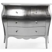Casa Padrino cassettiera barocca argento - Cassettiera in legno massiccio fatta a mano con 3 cassetti - Mobili in stile barocco - Mobili barocchi - Arredi barocchi - Nobili e sontuosi