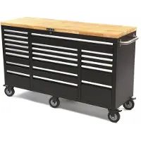 HBM Carrello portautensili mobile con piano di lavoro in legno - 146 cm - nero