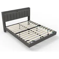 HOME DELUXE Letto a LED - 160 x 200 cm, grigio scuro | Letto imbottito con illuminazione