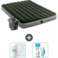 Intex Airbed - Letto matrimoniale - 137 x 191 x 25 cm - Verde - Incluso pompa - lenzuolo e kit di riparazione