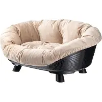 Ferplast Cuccia per cani in plastica, , misura L, 73 x 55 x 32 cm, nera, con cuscino, antiscivolo