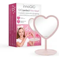 PADU Specchio cosmetico con retroilluminazione a LED, Cuore rosa