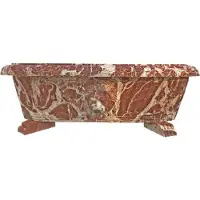 Casa Padrino Luxury Baroque Bathtub Lion's Head Red / White 180 cm - Vasca da bagno autoportante in marmo - Accessori per il bagno - Nobile & Magnifico