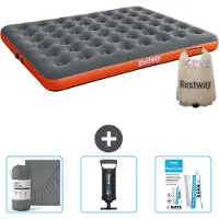 Bestway Materasso gonfiabile - 2 persone - 152 x 203 x 22 cm - grigio/arancio - accessori inclusi
