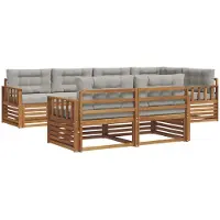 vidaXL Set da salotto da esterno, 7 pezzi, colore naturale e grigio chiaro