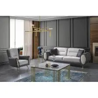 AEA Polstersofa Garnitur Sofagarnitur Dreisitzer Sessel Stoff Sofa Grau sofas