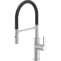 Quadron Rubinetto miscelatore da cucina ANDY SteelQ Rubinetto miscelatore 360°, colore: acciaio, altezza: 46 cm Funzione QFix, rubinetto da cucina rotante in acciaio inox