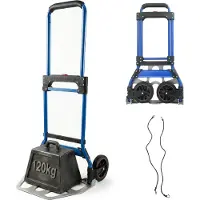 Relaxdays Carrello pieghevole , fino a 120 kg, L x P x A: 111x52x48 cm, carrello da trasporto per traslochi, con manico telescopico in acciaio, argento/blu
