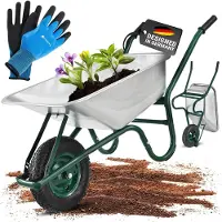 Juskys Carriola Garden, capacità 100 litri - 250 kg - Pneumatici con cerchi in metallo color argento