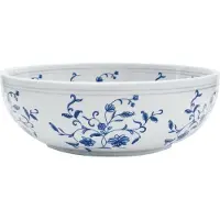 Syfax Lavabo da Appoggio Bianco e Blu Rotondo Φ41x14 cm Vetroceramica