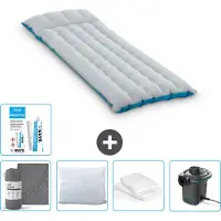 Intex Materassino da campeggio - 1 persona - 67 x 184 x 17 cm - blu - include lenzuolo - bacio - pompa - kit di riparazione e protezione per il cuscino