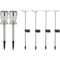Globo Lighting Lampada solare a LED RGB 6x, acciaio inossidabile, cristalli, farfalla