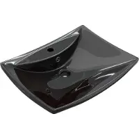 Syfax Lavabo Nero Vetroceramica Lusso Rettangolare Foro Trabocco Foro Rubinetto