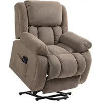 HOMCOM Poltrona Alzapersona Massaggiante e Reclinabile con 2 Tasche e Telecomando, 93x104x105 cm, Marrone Chiaro