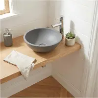MOB-IN Lavabo da appoggio rotondo SOHO da 26 cm in cemento grigio