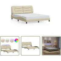 The Living Store Giroletto con LED crema 160x200 cm in tessuto