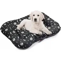 BOUTIQUEZOO Letto per cani Large XXL: 120 x 90 cm Materasso impermeabile per cani Materasso per cani di taglia grande Codura colore: nero con motivo bianco Divano per cani.