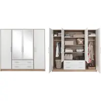 Dakar Armadio Armadio ad ante battenti Smart 200x56x190cm rovere Sonoma bianco 4 ante a specchio