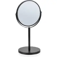 WAS Germany Specchio cosmetico, Ø 17 cm, altezza 34,5 cm, verniciato a polvere nero, acciaio inossidabile