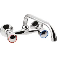 Invena Miscelatore per lavabo a parete a due maniglie Modena, lunghezza bocca 20 cm