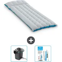 Intex Materassino da campeggio - 1 persona - 67 x 184 x 17 cm - blu - include pompa e kit di riparazione