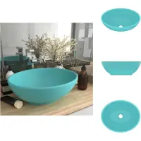 vidaXL Lavabo ovale verde chiaro opaco 40x33 cm in Vetroceramica - Lavabo da bagno