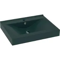 Syfax Lavabo con Foro Rubinetto Verde Scuro Opaco 60x46cm in Vetroceramica